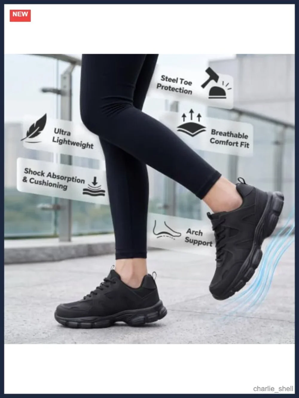 Steel Toe Cushioned Safety Work Shoes Breathable Lightweight Unisex